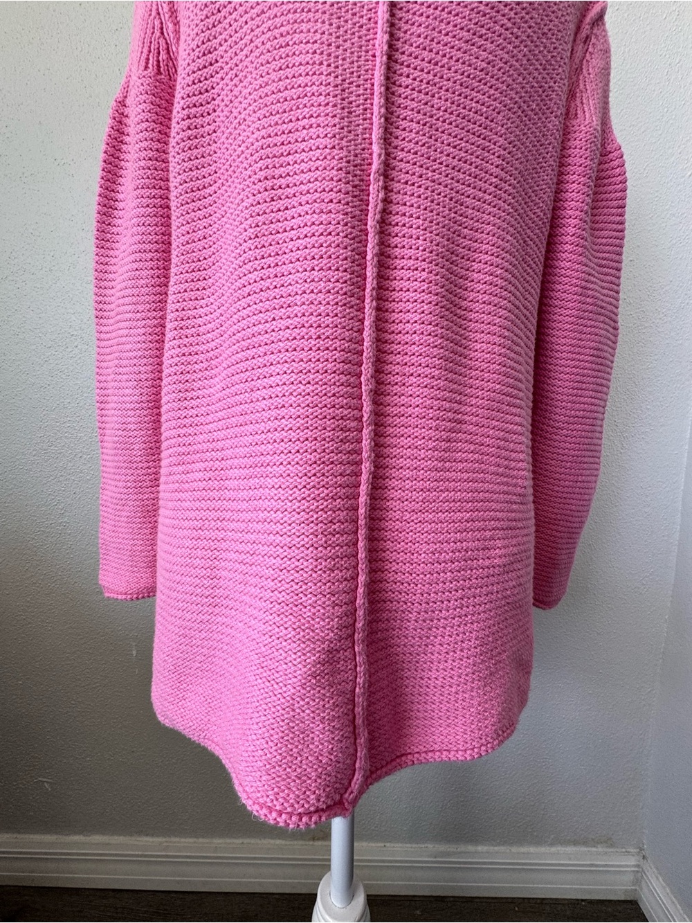 Pure Handknit Chunky Sweater Pink Pullover Loose 100% Cotton SZ M / L - Picture 9 of 15